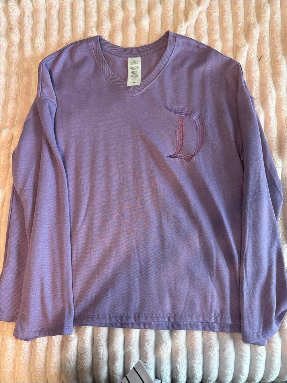 Long-Sleeve Purple Top with Embroidered D Logo